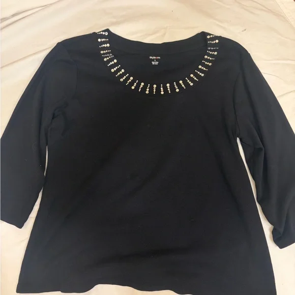 Style & Co. Black Top with Silver Accents - Picture 2 of 4